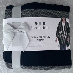 NWT- Three Dots Cashmere Blend Wrap in Black and Gray